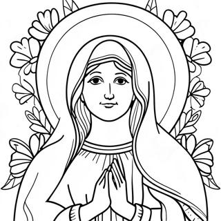 Beautiful Virgin Mary With Flowers Coloring Page 18302-14915