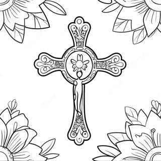 Beautiful Rosary With Flowers Coloring Page 18382-14974