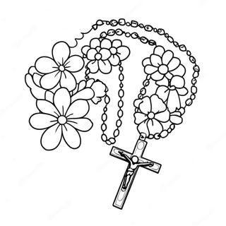 Beautiful Rosary With Flowers Coloring Page 18382-14975