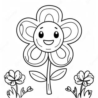 Cute 4 H Clover With Smiling Face Coloring Page 18392-14977