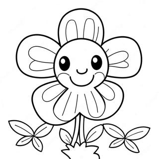 Cute 4 H Clover With Smiling Face Coloring Page 18392-14978