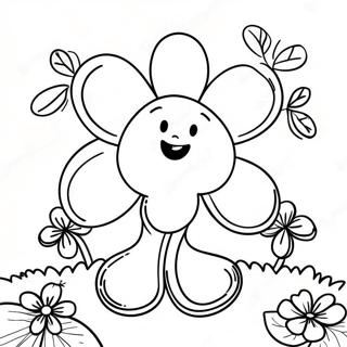 Cute 4 H Clover With Smiling Face Coloring Page 18392-14979