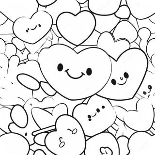 Cute Candy Hearts With Smiley Faces Coloring Page 18412-15002