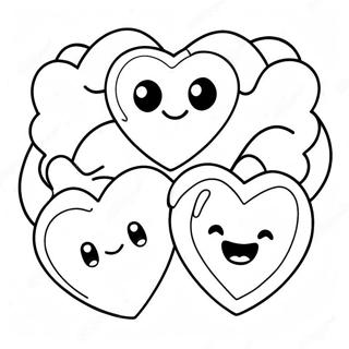 Cute Candy Hearts With Smiley Faces Coloring Page 18412-15003