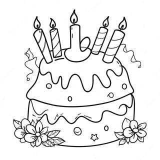 Colorful Happy 5th Birthday Cake Coloring Page 18432-15022