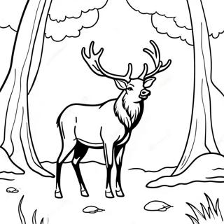 Majestic Elk In A Forest Coloring Page 18472-15049