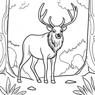 Majestic Elk In A Forest Coloring Page 18472-15051