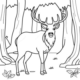 Majestic Elk In A Forest Coloring Page 18472-15052