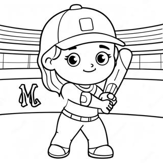 Adorable Softball Player Coloring Page 18552-15105