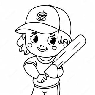 Adorable Softball Player Coloring Page 18552-15107