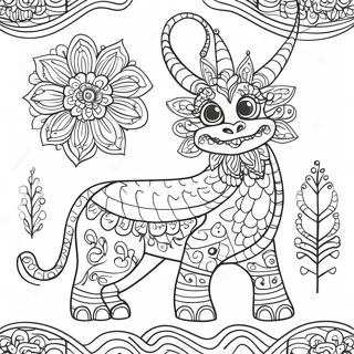 Colorful Alebrijes With Patterns Coloring Page 18602-15143