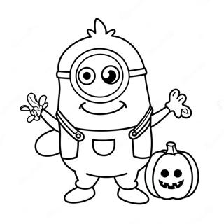 Cute Halloween Minion With Pumpkin Coloring Page 18794-15299