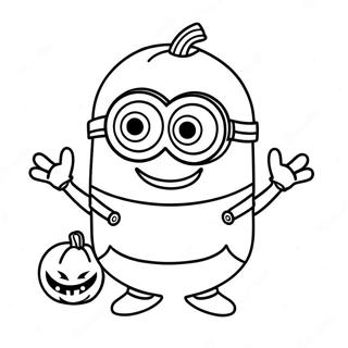 Cute Halloween Minion With Pumpkin Coloring Page 18794-15300