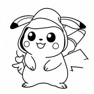 Pikachu Wearing A Santa Hat Coloring Page 1882-1621