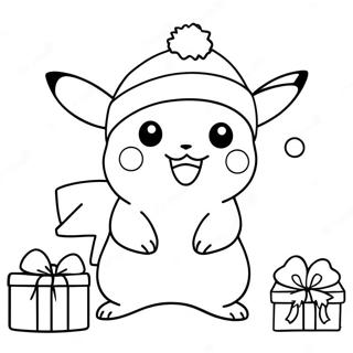 Pikachu Wearing A Santa Hat Coloring Page 1882-1623