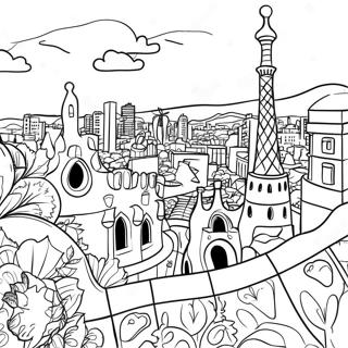 Barcelona Cityscape Coloring Page 18853-15346