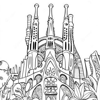 Colorful Barcelona Gaudi Architecture Coloring Page 18854-15343