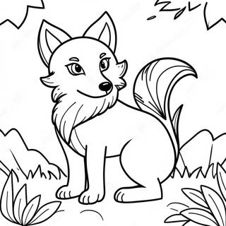 Mystical Nine Tailed Fox In Forest Coloring Page 18874-15360