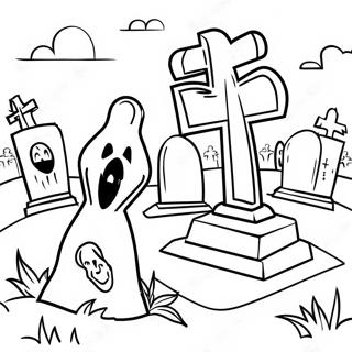 Graveyard Scene Coloring Page 18893-15374