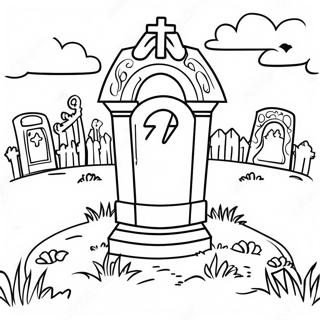 Graveyard Scene Coloring Page 18893-15375