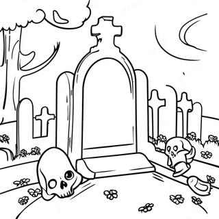 Graveyard Scene Coloring Page 18893-15376