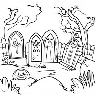 Haunted Graveyard Coloring Page 18894-15381