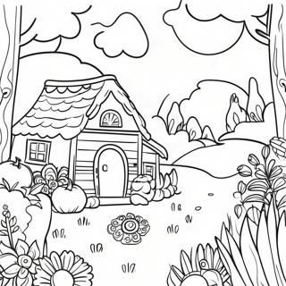 Vibrant Folk Art Scene Coloring Page 19014-15477