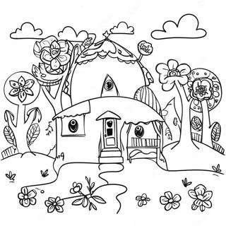 Vibrant Folk Art Scene Coloring Page 19014-15479