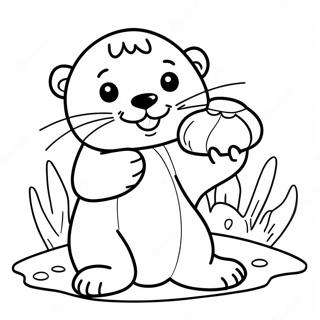 Cute Sea Otter Holding A Shell Coloring Page 19024-15481