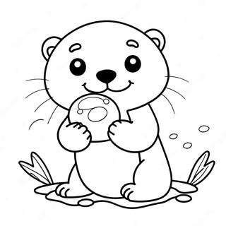 Cute Sea Otter Holding A Shell Coloring Page 19024-15484