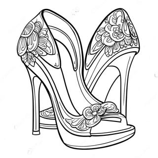 Elegant High Heel Shoes Coloring Page 19034-15493