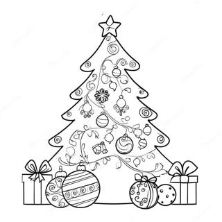 Whimsical Christmas Tree With Ornaments Coloring Page 19044-15498