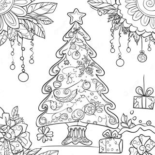 Whimsical Christmas Tree With Ornaments Coloring Page 19044-15499