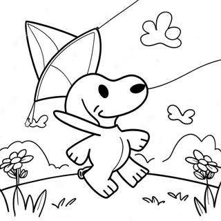 Adventurous Snoopy Flying A Kite Coloring Page 19064-15510