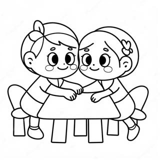 Cute Sister Playing Together Coloring Page 19083-15526