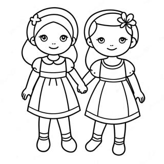 Adorable Sisters Holding Hands Coloring Page 19084-15544