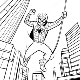 Peter Parker Swinging Through The City Coloring Page 19124-15561