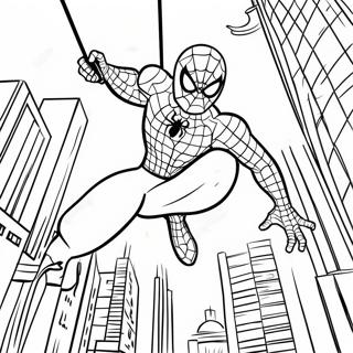 Peter Parker Swinging Through The City Coloring Page 19124-15562