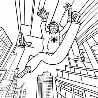 Peter Parker Swinging Through The City Coloring Page 19124-15563