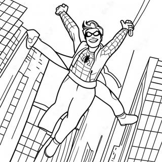 Peter Parker Swinging Through The City Coloring Page 19124-15564