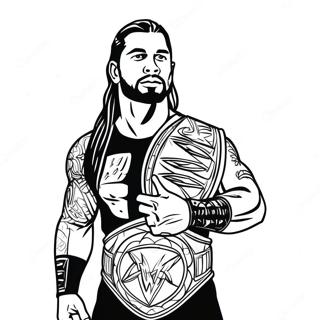 Roman Reigns With Championship Belt Coloring Page 19134-15571