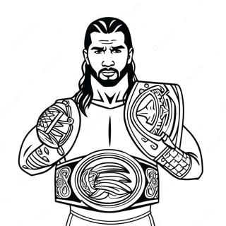 Roman Reigns With Championship Belt Coloring Page 19134-15572