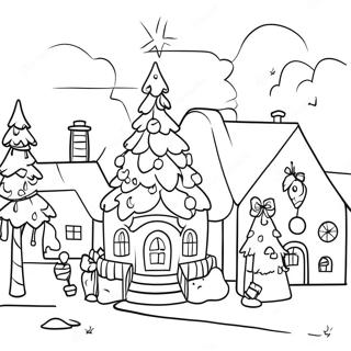 Christmas Village Coloring Pages