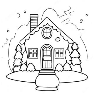 Cozy Christmas Cottage Coloring Page 19144-15580