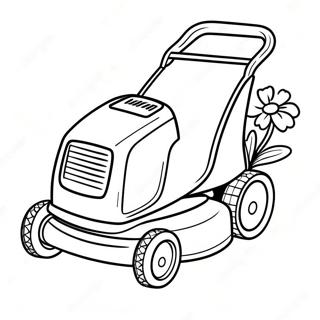 Cute Lawn Mower With Flowers Coloring Page 19184-15606