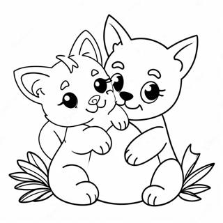 Playful Puppy And Kitten Coloring Page 19214-15631