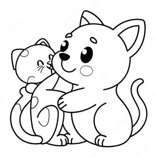 Playful Puppy And Kitten Coloring Page 19214-15632