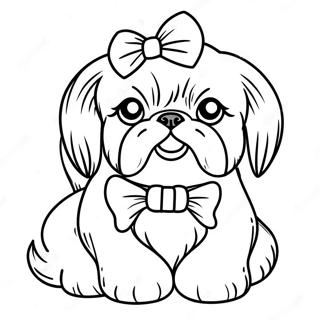 Cute Shih Tzu With Bow Coloring Page 19224-15639