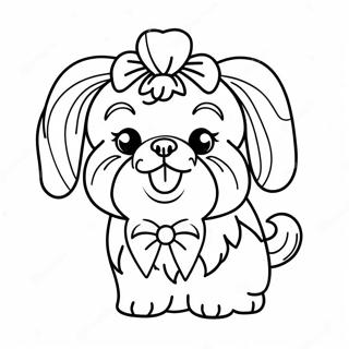 Cute Shih Tzu With Bow Coloring Page 19224-15640