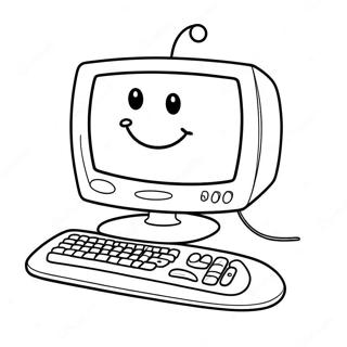 Cute Computer With Smiling Face Coloring Page 1922-1649